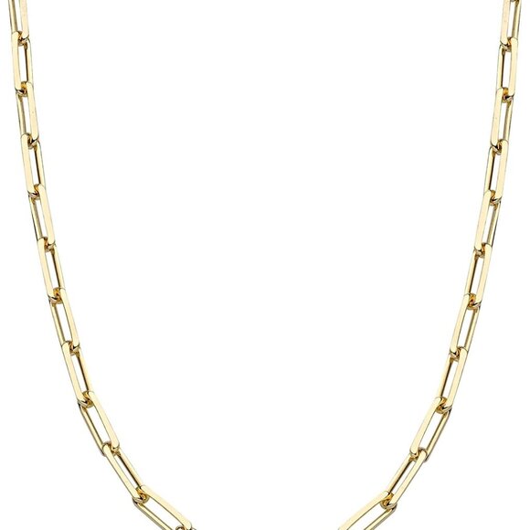 Italian Solid 925 Sterling Silver, 18Kt Gold Plated 3mm Paperclip Link Chain Nec - Picture 1 of 6